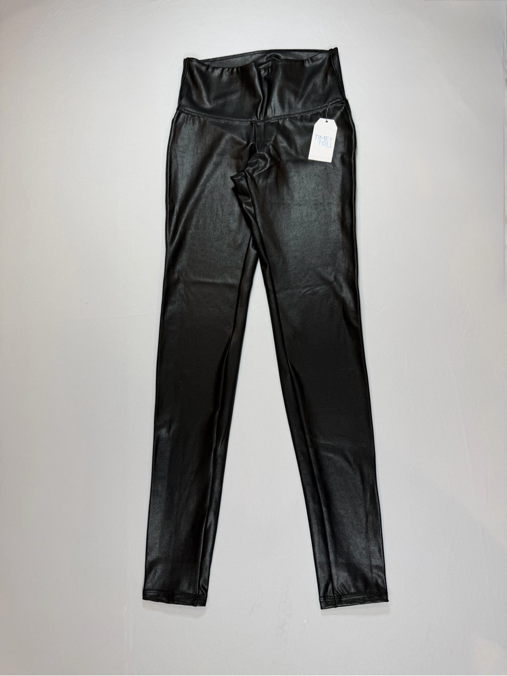 Time and Tru Black Faux Leather Girls' Leggings X-Small